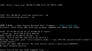 An iPXE error message